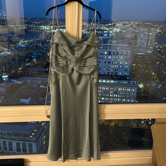 Shona Joy luxe ruched bodice midi dress in color Azure - Picture 3 of 12